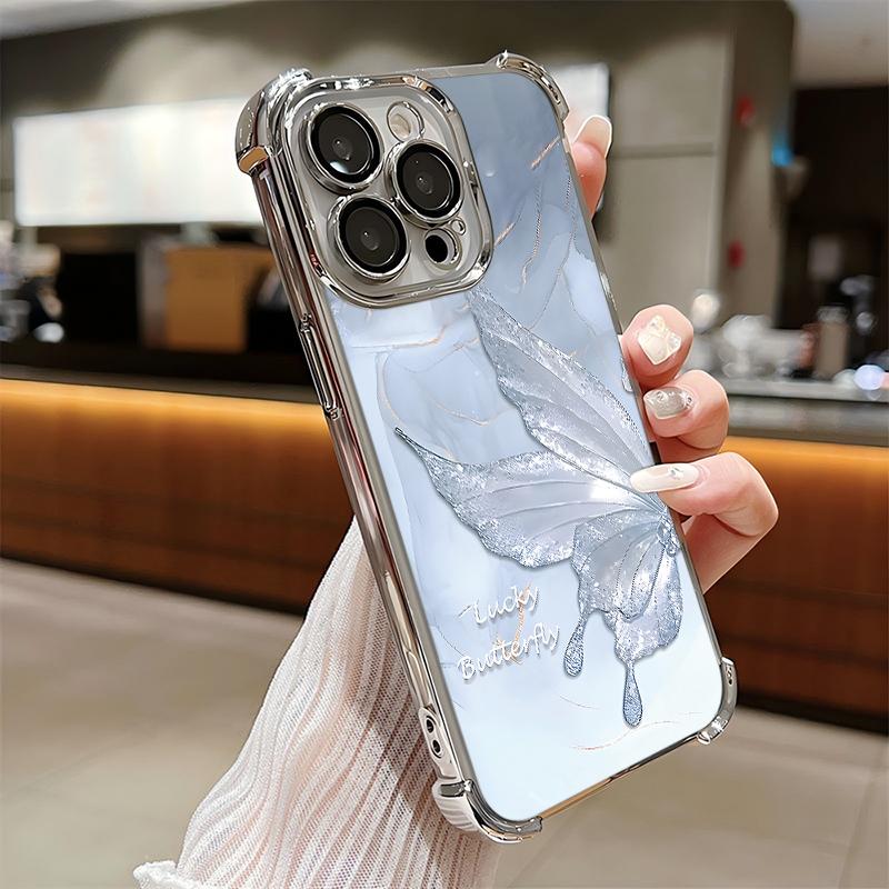Butterfly pattern Plating Phone Case For Samsung S26 S25 S24 S23 S22 S21 S20 FE Note20 Edge Plus Ultra 4G 5G Anti Fall Airbag
