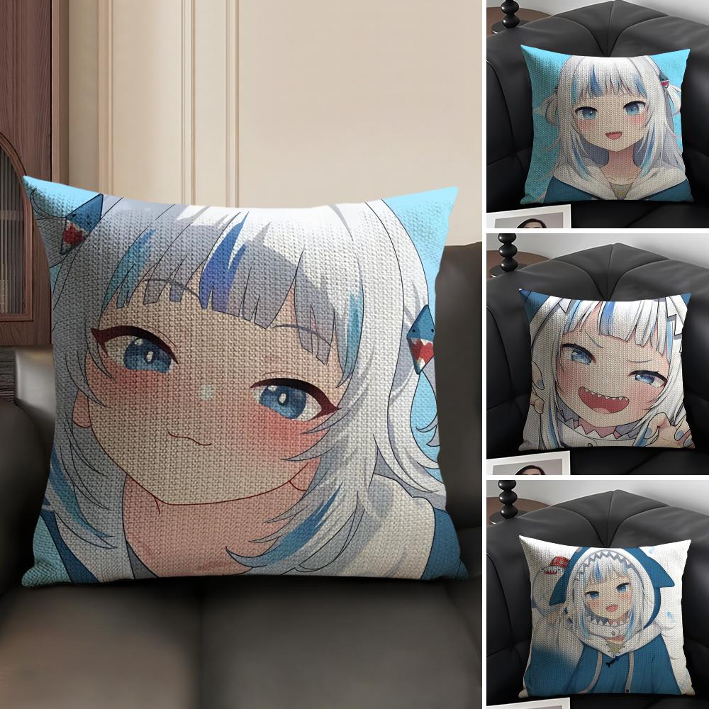 G-Gawr Guraa Anime Cushion Cover Natural Linen Organic Fabric Double-Sided Printing Sofa Home Decor Gift Pillow Case