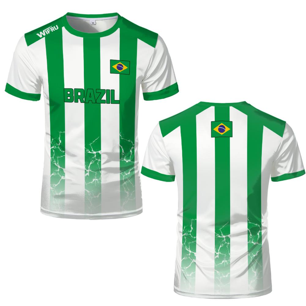

New Brazil Flag 3D Printed T-shirt Outdoor Sports Breathable Quick Drying Soccer Jersey Football Training Uniform XXXL