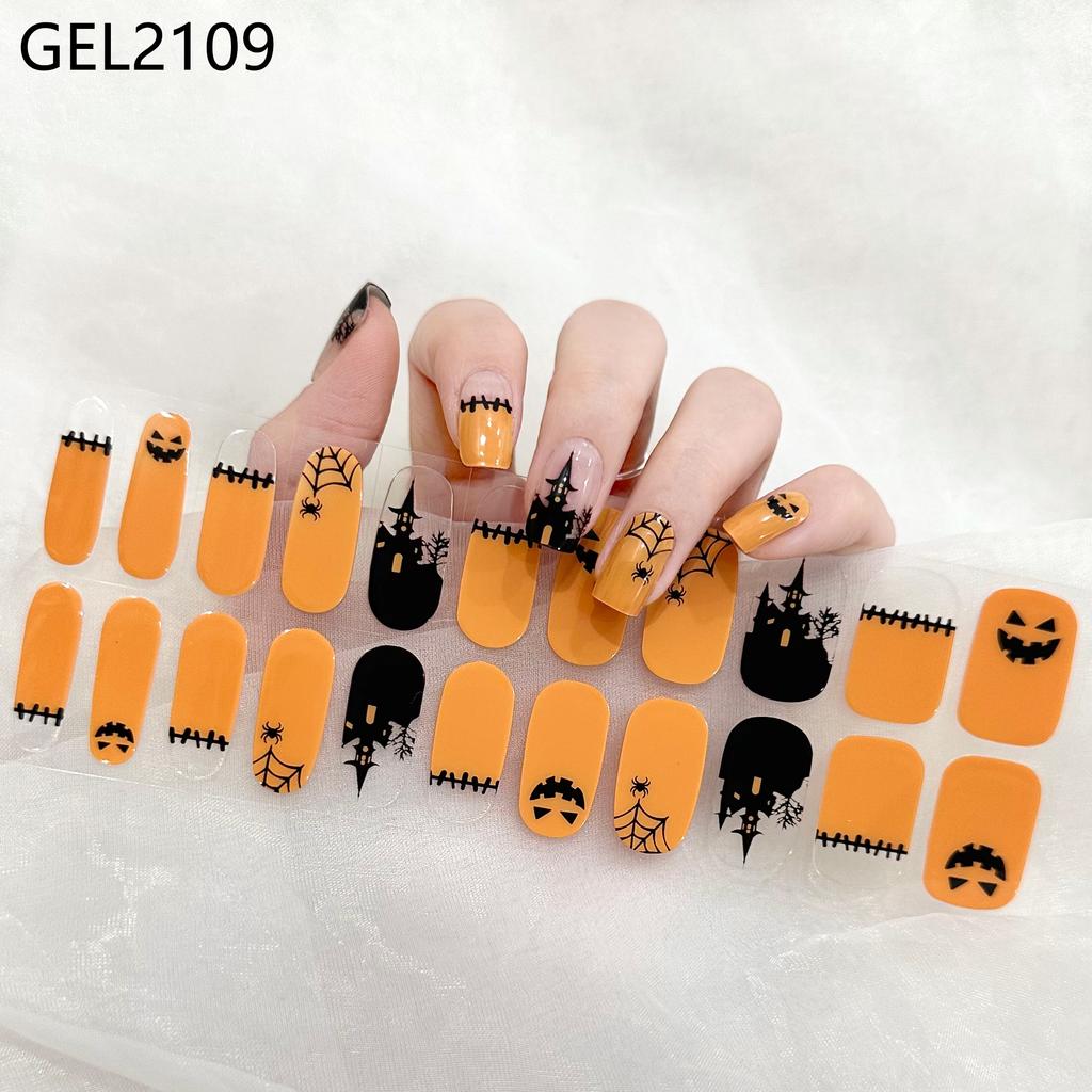 Custom Logo Semi Cured Gel Nail Sticker Waterproof Full Cover Gel Nail Wraps