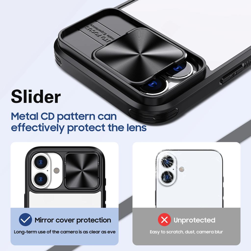 Luxury Crystal Clear Slide Camera Protection Case for IPhone 16 Pro Max 15 14 13 Plus Mini Acrylic Hard Transparent Back Cover