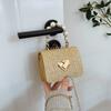 Straw Woven Chain Bag for Women In Spring and Summer New Pastoral Style Retro Square Bag Trendy Lock Buckle Braided Bag