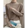 Spring black sweater women's high-end crimped inside knitted top semi-turtleneck temperament versatile bottoming shirt