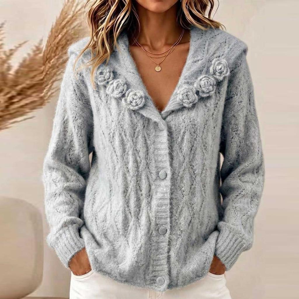 Women's Color Casual Long Sleeve Sweater Coat, Fashion Knit Outerwear for Fall Winter Everyday Wear