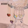 Dainty Pendant Necklace Birthstone Heart Necklace, Birth Stone And Flower Jan To Personalized Jewelry Dec Floral Birthday Gift for Mom Wife