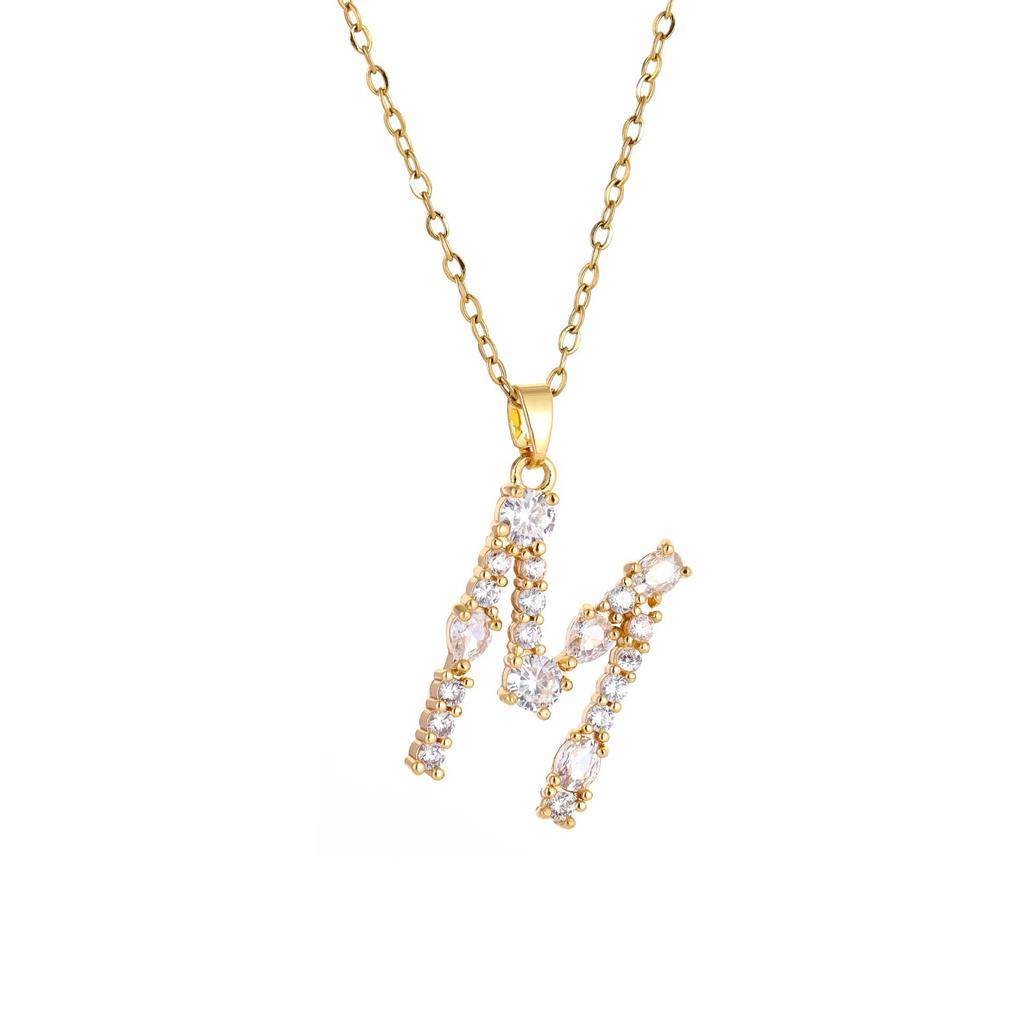 Luxury 26 Letter Necklace Women Unique Design White Zircon Crystal Collarbone Chain Party Jewelry Christmas Gift