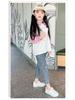 2025 Spring/Autumn Waterproof Leather Girls' White Sneakers