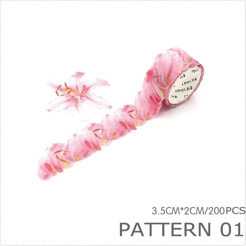 1 Rolle Zufällige Lieferung 200 Stück Blütenblatt Washi Tape Wandaufkleber DIY Geschenkpapier Scrapbook Notizblock Aufkleber Masking Deko Tagebuch