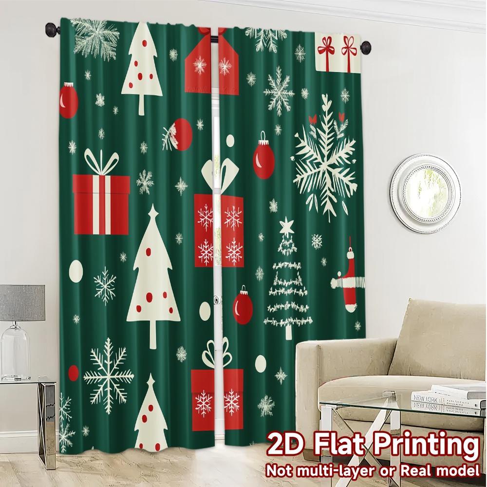 2pcs,Curtains Christmas Trees Snowflakes Gifts_d Popular Contemporary Curtains Fabric Curtains Versatile All Ldeal for Bedroom &