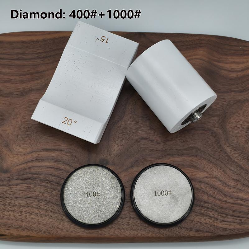 

Professional Knife Sharpening System 15/20° Fixed Angle, 2025 New White Roller Sharpener with Diamond & Agate Rods for Kitchen As Photos