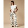 Fashionable Women's Polka Dot Loose Casual Mid-waist Denim Trousers