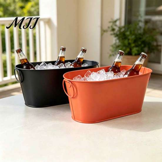 Langlebiger Metall-Aufbewahrungseimer Eisbehälter für Partys, Tragbare Getränketonne mit Griffen, Großer Picknick-Servierbehälter Bier Champagner Cocktail,