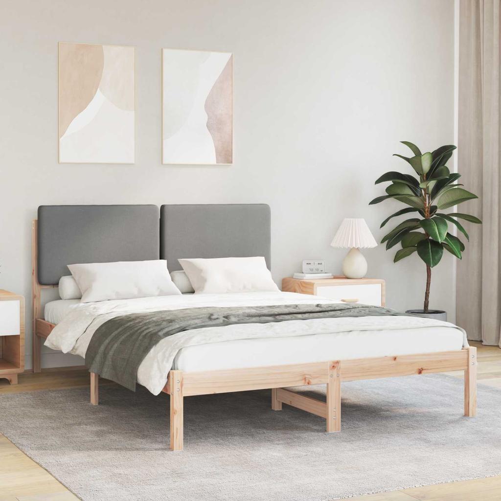 Bed Frame with Padded Headboard Light Grey 140 X 190 Cm