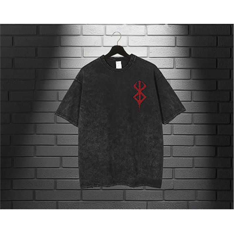 Vintage Washed Anime Print Men’s Harajuku T-Shirt