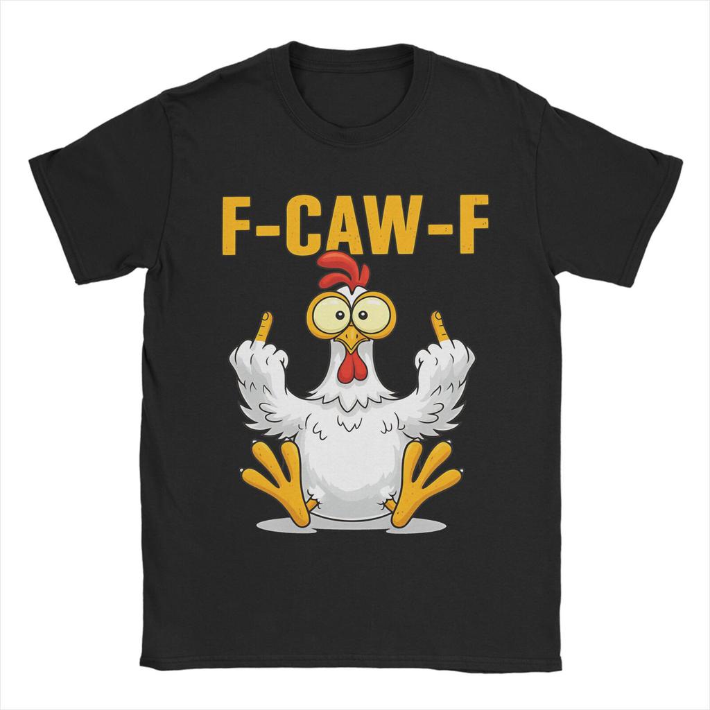 F CAW F Kuře Vtipné Meme Černá Vrána F-Caw-F Černý Pták Merch Unisex Tričko Bavlněné Tričko Graficky Tištěné Tričko Oblečení