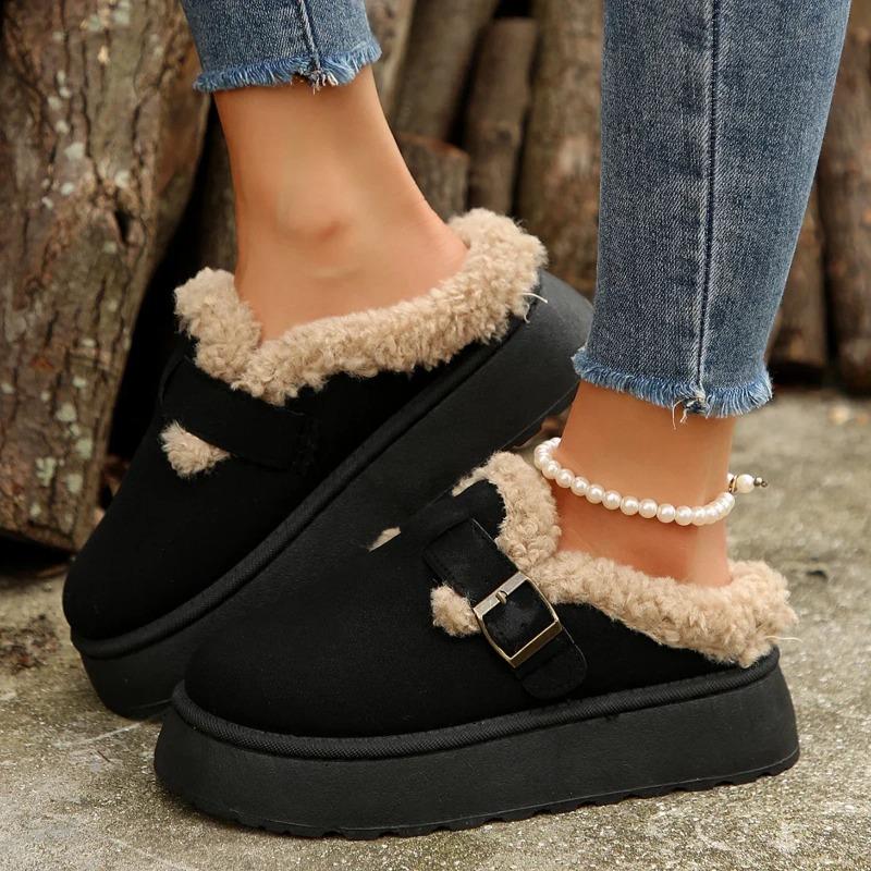 Women Platform Boots New Luxury Winter Women's Warm Shoes Cotton Slippers Plush Fashion Retro Shoes Women Flats Slippers
