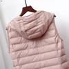 Women Ultra Light Down Long Vest with Hood Casual Slim Waistcoat 90% White Duck Down Gilet
