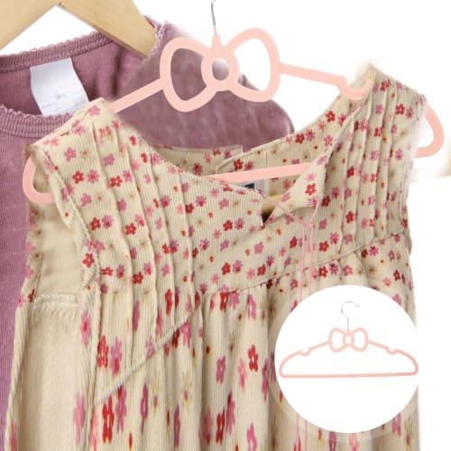 NUOLUX Clothes Hangers, Ribbon, Non-Slip, Pink, 39.5cm, 10 Pieces, Cute Butterfly Shape, Prevents Sagging, Suitable for Suits, Jackets, Basic Clothes,