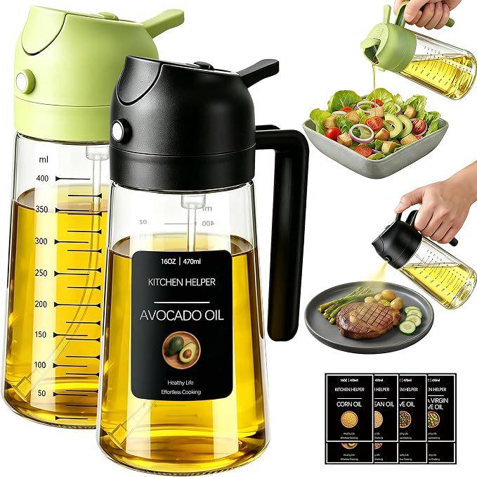 Dual-Use Glass Oil Spray & Pour Bottle - Large Capacity, Press-Type Design for Household Use