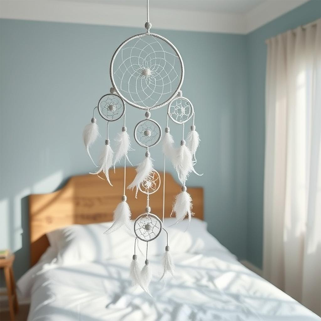 European Style Dreamcatcher - Five Ring Feather Pendant with Wind Chimes, Fashion Decor Gift