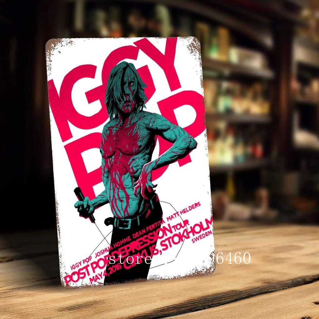 Metalowe tabliczki i szyldy z motywem zespołu Iggy Pop Band, dekoracje ścienne, zabytkowe blaszane tabliczki, plakat z motywem kapitana, dekoracja ścienna do baru, pubu i klubu