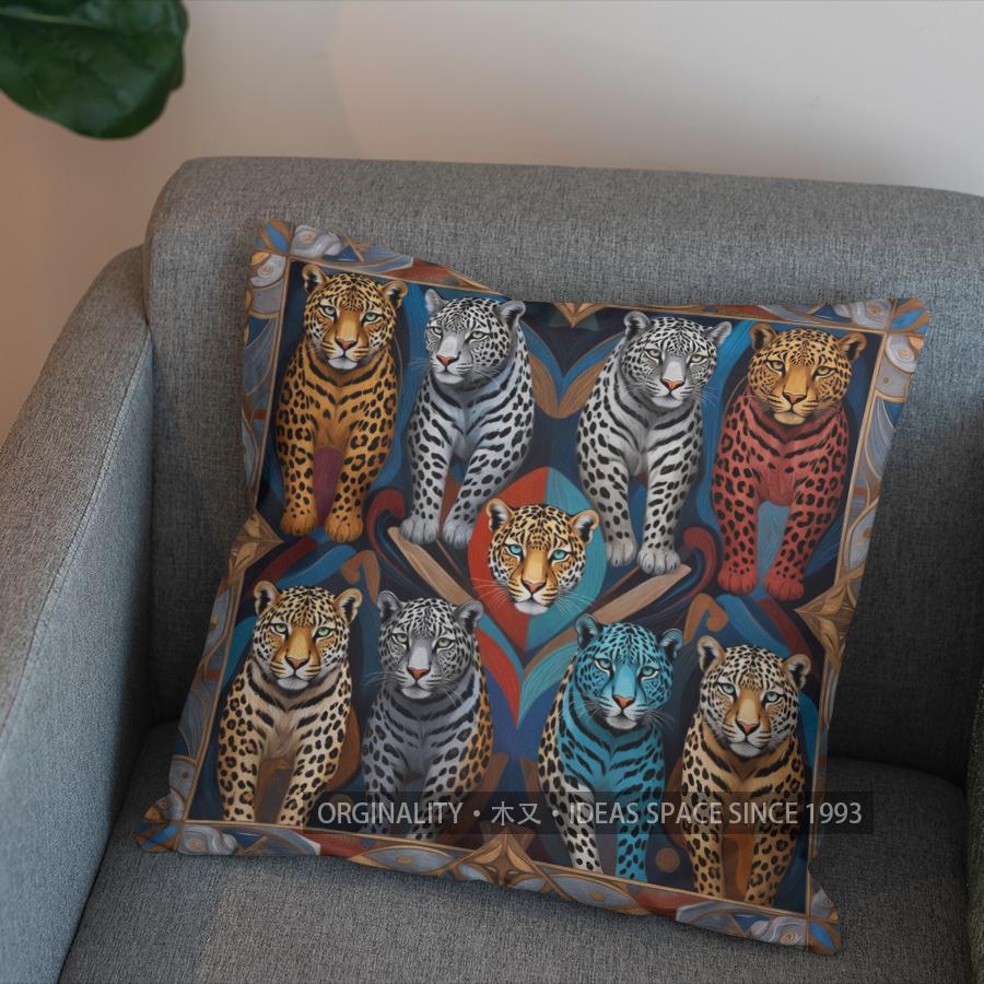 2D Exotic Leopard Art Pillow For Decorative Appeal Pattern Cushion Cover Suitable For Sofa Bedroom Car Pillow Cover