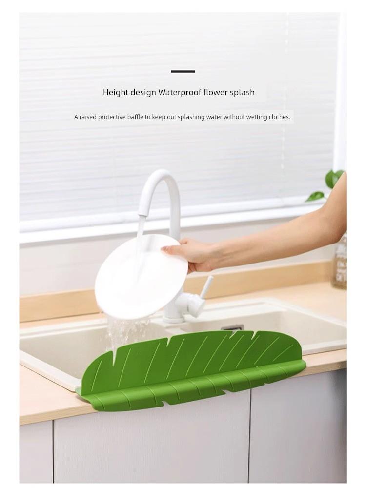 Little Leaves! Anti-Splash! Sink Water Retaining Plate Kitchen Countertop Dishwashing Sink Splash-Proof Water Handy Gadget Washing Basin