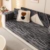 Anti Slip Sofa Cover Gray Flannel Sofas Cushion Gradient Color Stripes Sofa Cushion Pillowcase Thickened in Winter Couch Cover