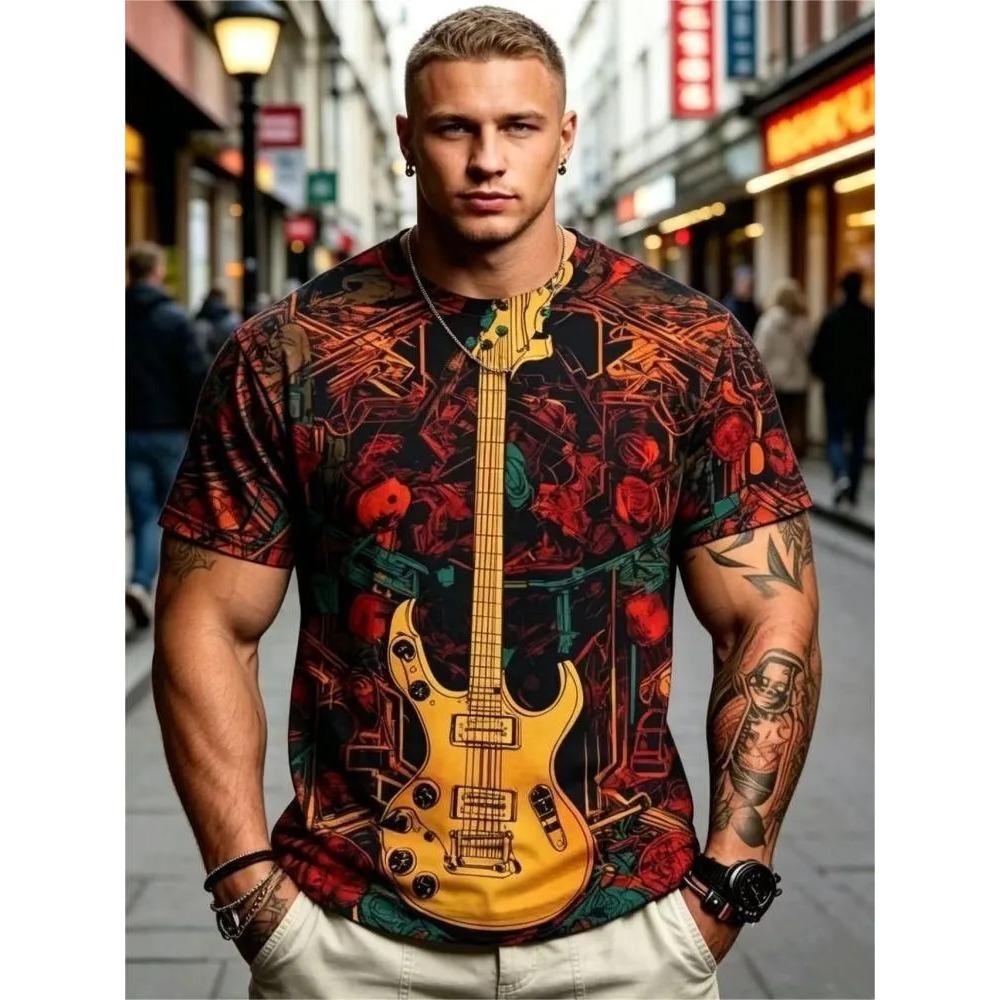 Summer Men's 3D Printed Crew Neck T-Shirt Fashion Versatile Breathable Trend Casual