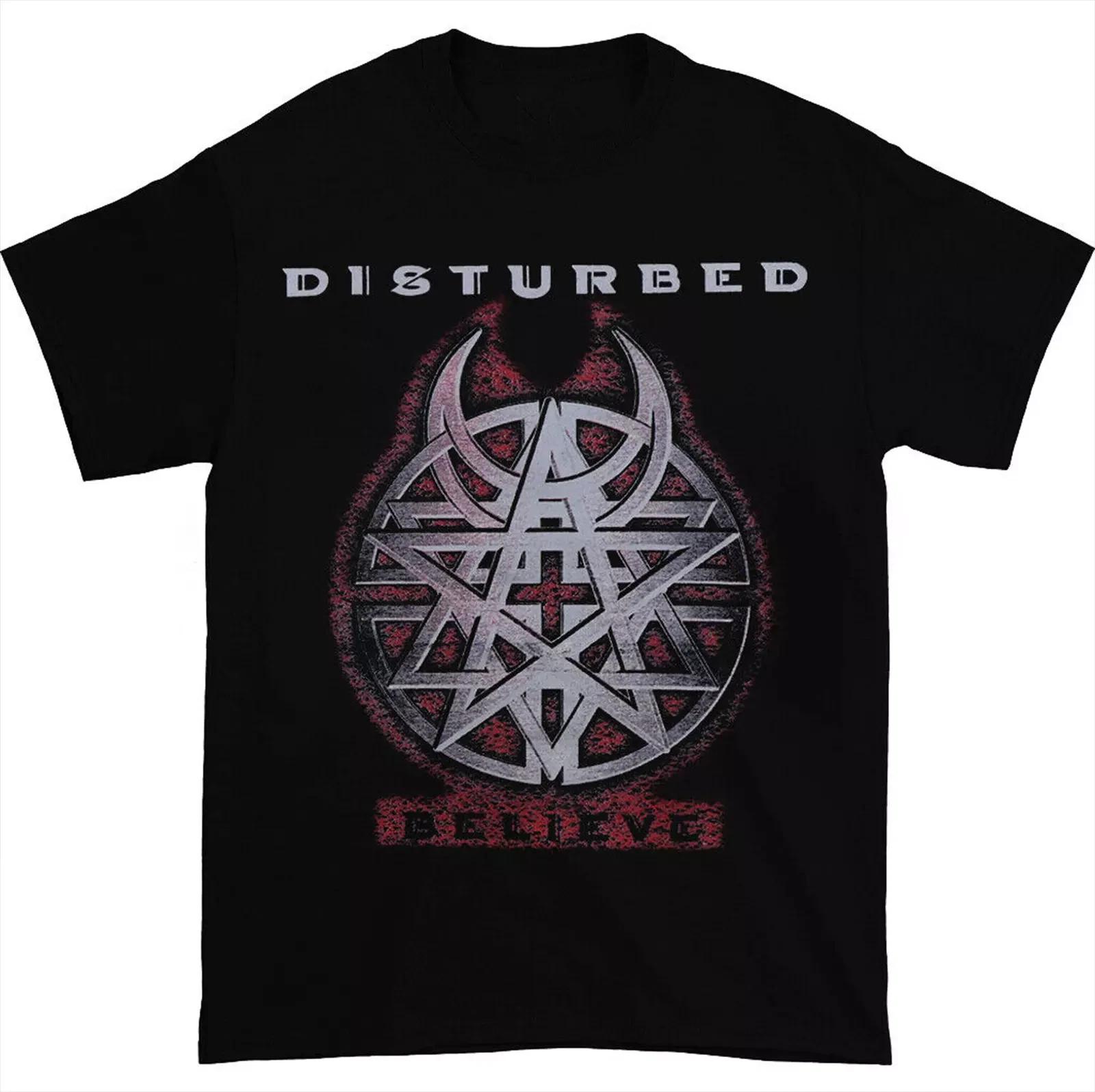 Disturbed Band Believe Black Cotton Unisex Women T Shirt Full Unisex Clothing Shirts L