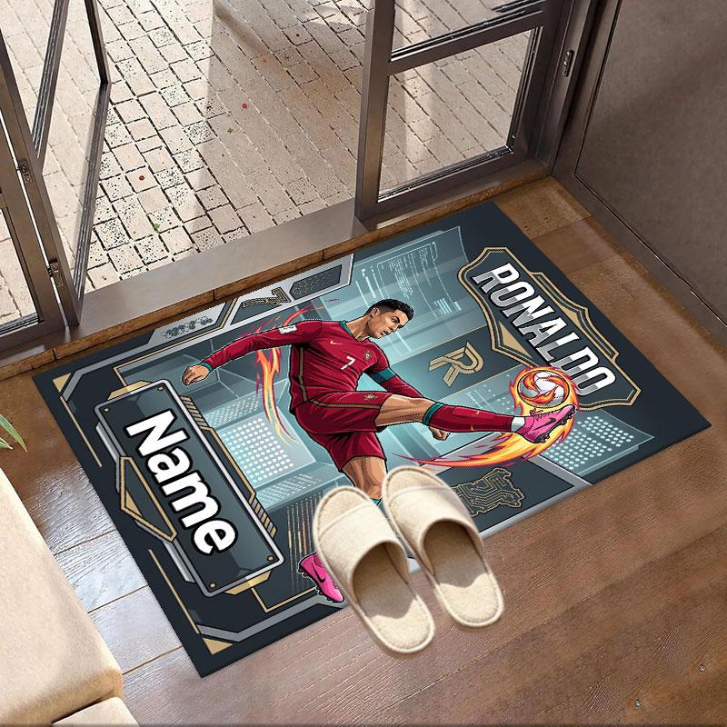 Custom Name Personalized Cristiano Ronaldo Print Carpet, Versatile Home Decor Rug, for Playroom, Apartment, Balcony, Entryway, Hallway Gift