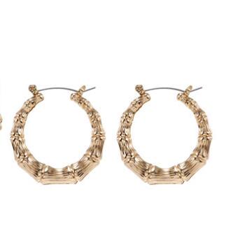 New Punk Gold Color Big Bamboo Hoop Earrings For Women Hip Hop Large Circle Hoops Bamboo Earrings Statement Jewelry Party Gifts