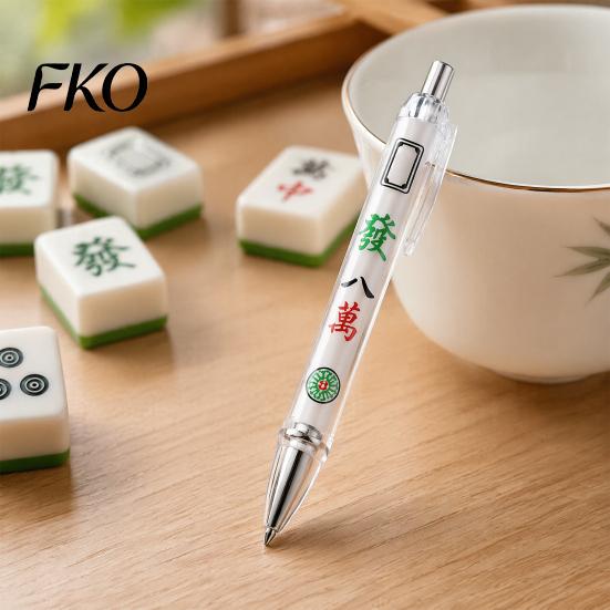 Unique Stationery for Card Players 8 Pcs Ballpoint Pens, Chinese Mahjong Retractable Rolling Ball Fine Point Ink Pen Students Smooth Writing Gel Pen,