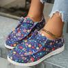 Plus Size Women's Vulcanize Shoes Spring and Autumn Casual Halloween Pumpkin Print Canvas Shoes Fashion Flat Shoes Zapatos Mujer