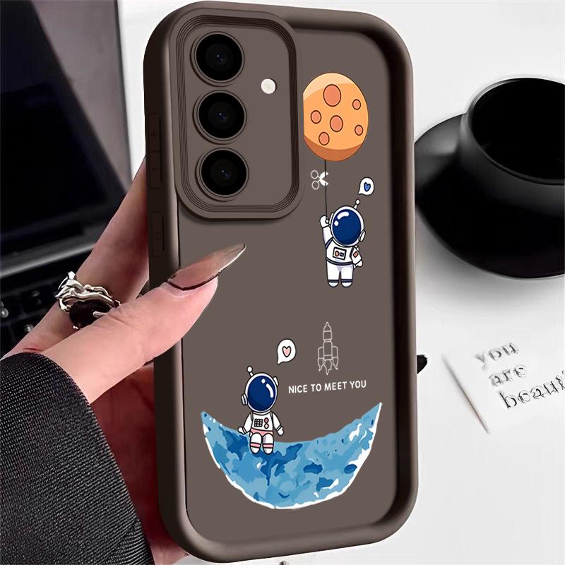 Spaceship Astronauts Soft Case For Samsung S25 Edge S24 S23 S22 Ultra Plus S24 FE A56 A26 A16 A14 A15 A35 A53 A54 5G Phone Cover
