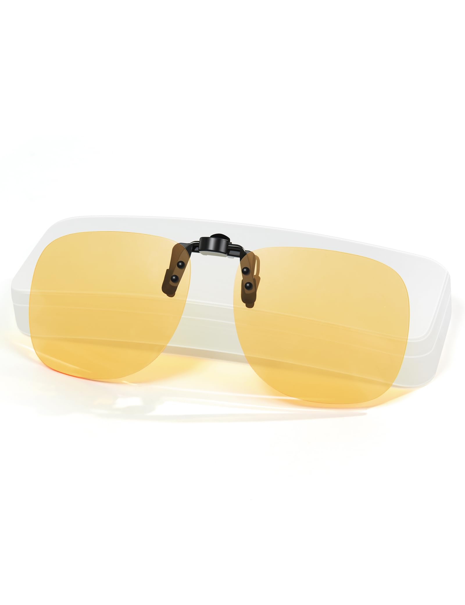 [Br Guras] Clip-on Night Sunglasses for Glasses - Photochromic Lenses, UV400 UV Protection, Day & Night Use, Clip-on, Yellow Lenses, for Driving,