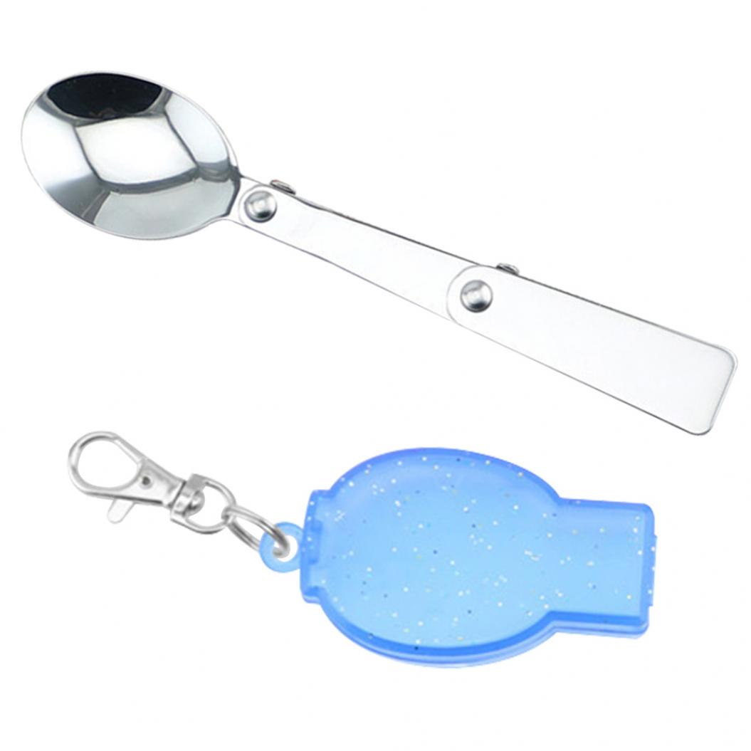 

Портативная ложка из нержавеющей стали, вилка, складная походная посуда для кемпинга, посуда Spoon синий