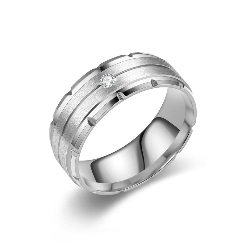 

Trendy European & American Titanium Steel Ring with Micro-Inlaid Zircon for Couples Size 10 серебряный