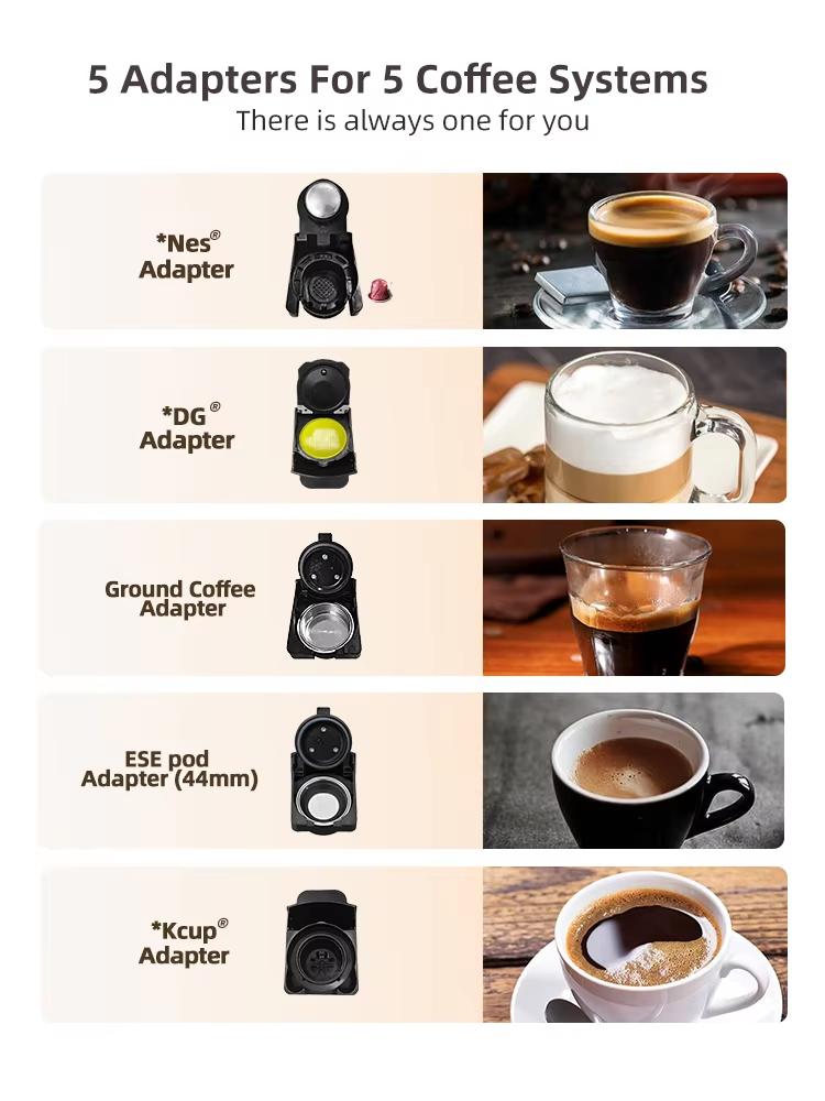 HiBREW Multiple Capsule Coffee Machine, Hot/Cold Dolce Gusto Milk Nespresso Capsule ESE Pod Ground Coffee Cafeteria 20Bar 5 In 1