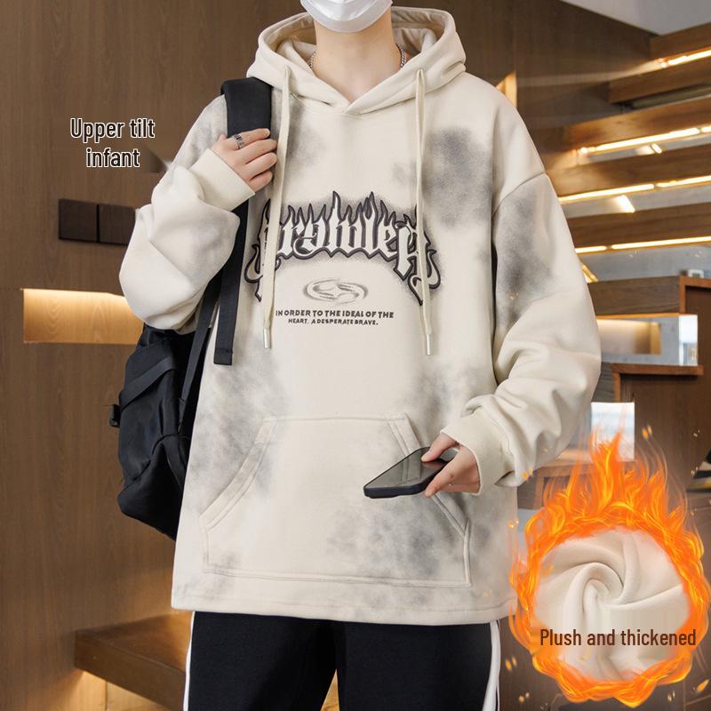 Autumn/Winter Teen Hoodie for Boys, Ages 12-16, Plus Velvet, Thick and Warm