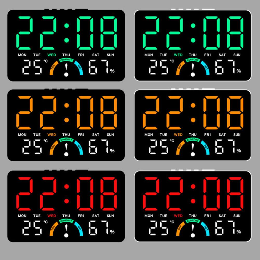 Temperature Humidity LED Electronic Clock with Large Screen for Wall or Table