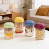 Overnight Oats Containers with Lids And Handles 16oz Plastic Mason Jars Leak Proof BPA-Free Breakfast Meal Prep Jar with Divided Compartments