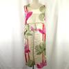 Italy Made Dress M Women Knee-Length Beige Floral Satin(USED)