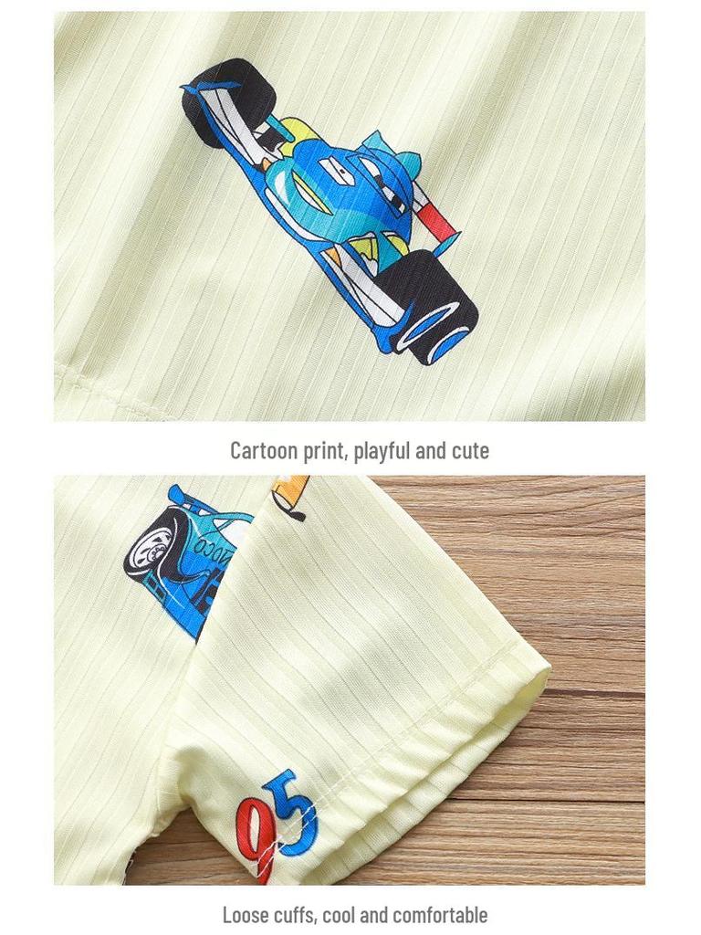 Kids' Ice Silk Short Sleeve Pajama Set - Thin, Airy Two-Piece for Boys & Girls