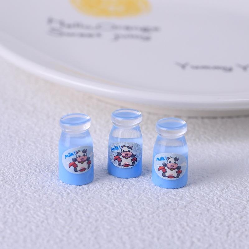 10Pcs Cute Simulation Transparent Milk Bottle Dollhouse Toys Miniature Ornaments Home Decoration Girly Resin Accessory Kids Gift