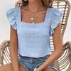 Solid Color Casual Blouses for Women Fashion Summer Fashion Women's Shirts Elegant Sweet Loose Ruffles Sleeve Female Tops