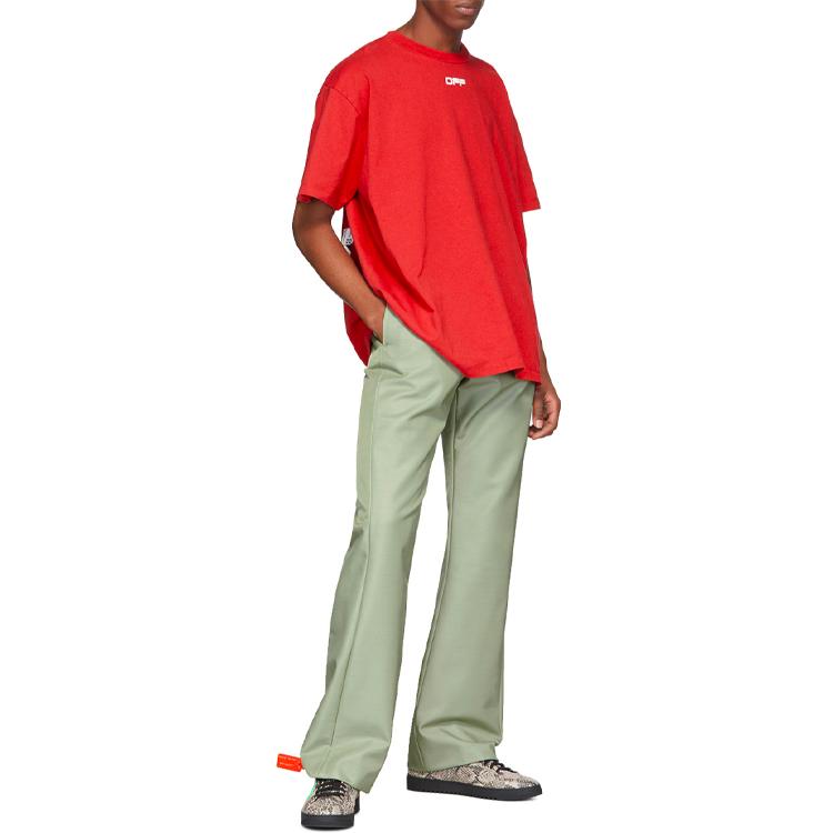 Off-White SS20 Airport Tape Arrow Print Short Sleeve T-Shirt Men Tops Red OMAA038S201850032088