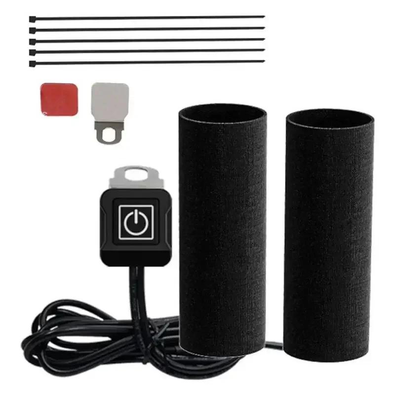 Winter Motorcycle Electric Heating Handle Grip 12V Intelligent Heated Handlebar Grip Cover With 3 Gear Control For Motorcycle