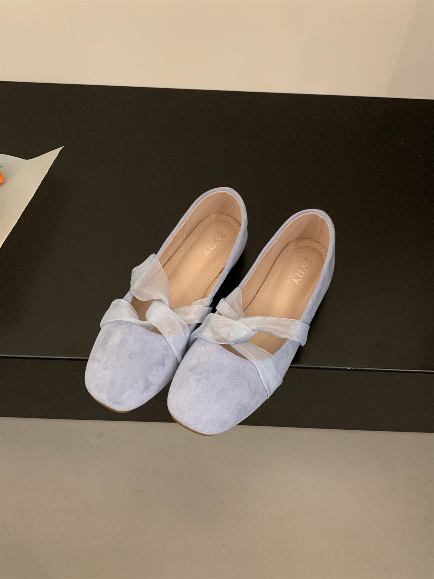 

Fashion 2025 New Sweet Pretty Comfy Shoes For Women Summer Bowtie Loafers Cute Casual Flats Female Shoes Low Heeled Soft Soled Flats 35 синий