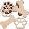 10pcs 80mm Unfinished Wood Dog Bone Cutouts Paw Print Wooden Ornament for DIY Crafts Painting